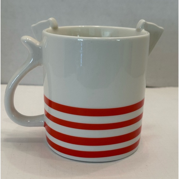 Parker Lane Dog Face Mug Red Stripes 3D Ears Tail Handle - Picture 2 of 5